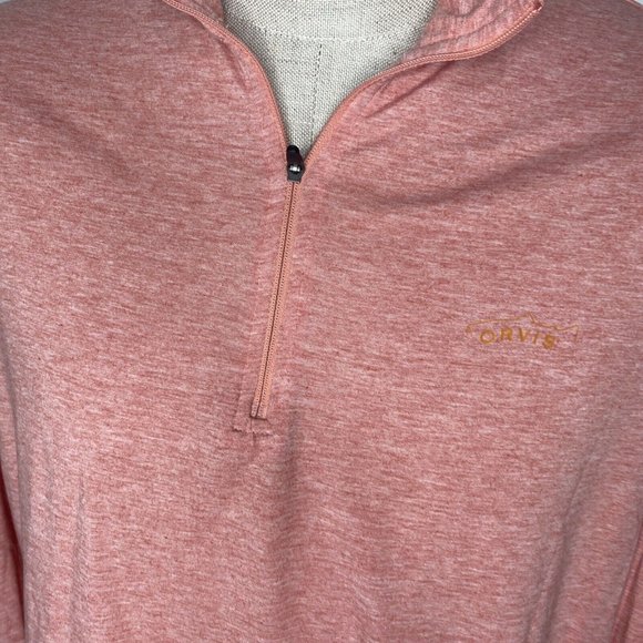 Orvis Trout Bum Shirt L 1/4 Zip Coral Orange Top Long Sleeve Hiking Fishing - Picture 3 of 7